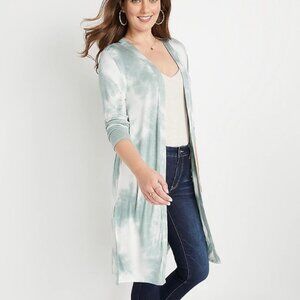 Maurices Light Green Tie Dye Duster Length Cardigan Women’s Size Small New
